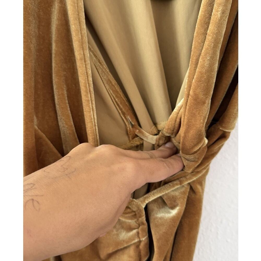 Gianni Bini Velvet Wrap Dress XS Marigold Long Sleeve Mini NWT MSRP $139 - Picture 8 of 9